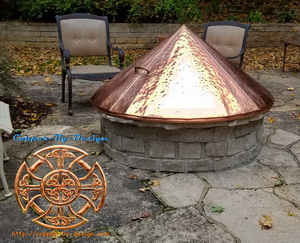 56.5" wide cone shaped 32oz copper fire pit cover