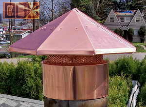 A small copper chimney cap for Gamenara in S. E. Portland, Oregon