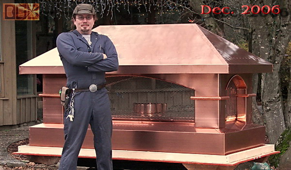 David Rich w/Tuscan style copper chimney cap for Cross in  Chester, New Jersey