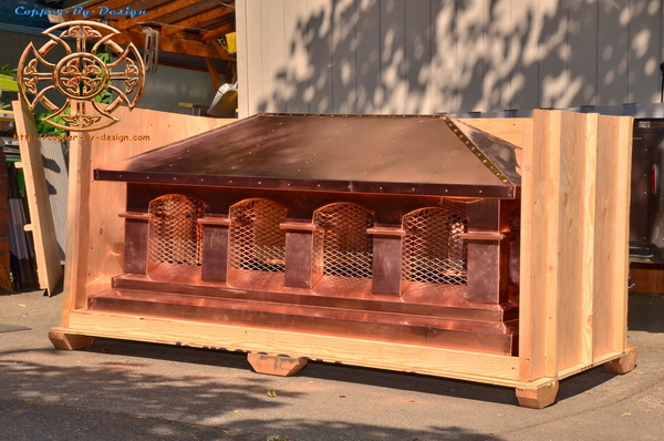 A Tuscany 12 arch  style copper chimney cap for Jenny Larsen in Towson Maryland