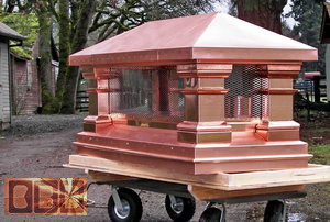 A Grecian style copper chimney cap for my client McLaughlin in Staten Island, New York