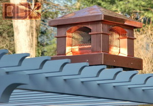 A Tuscan style copper chimney cap for Stone in Summit, New Jersey