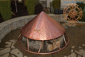 Large round cone shaped copper firepit cover