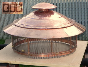 copper fire pit cover w/stainless steel screen