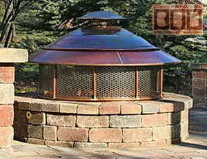 copper fire pit cover w/stainless steel screen