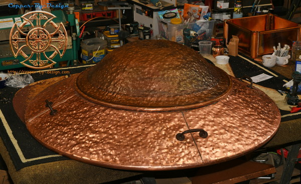 65" low-profile bell shaped copper fire pit cover