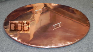Copper covered wood fire pit cover w/handles